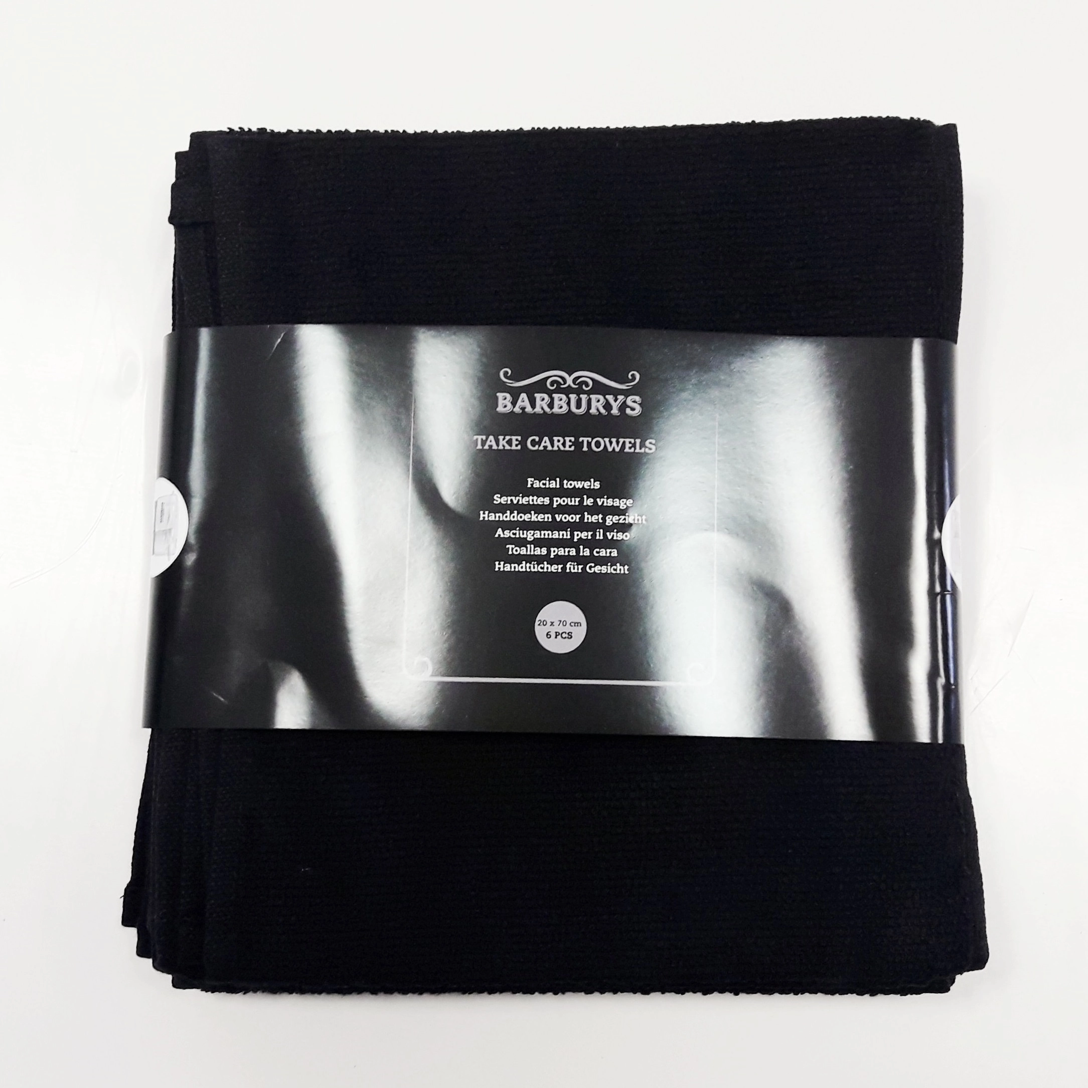 6 TOALLAS FACIALES BARBURY NEGRA 20 x 70 cm