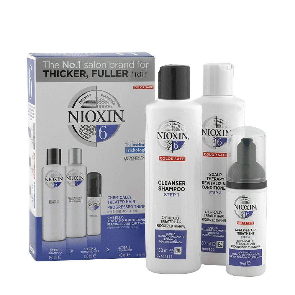Nioxin -Sistema 6 – Kit trial – densificador cabello tratado con químicos y Pérdida densidad avanzada